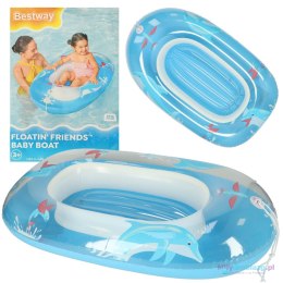 BESTWAY 34037 Kółko do pływania dla niemowląt koło pontonik dla dzieci dmuchany z siedziskiem łódka ponton niebieski 3+ 45kg