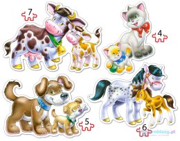 CASTORLAND Puzzle 4w1 układanka Animals with Babies - Zwierzęta z dziećmi 3+