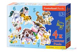 Puzzle 4w1 układanka Zwierzęta z dziećmi 3+ CASTORLAND