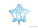 Balon foliowy "It's a boy" na baby shower gwiazda niebieska 48cm