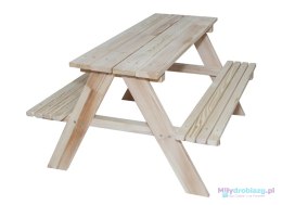 Meble ogrodowe dla dzieci stolik + 2 ławeczki drewniany 92 x 78 x 52 cm